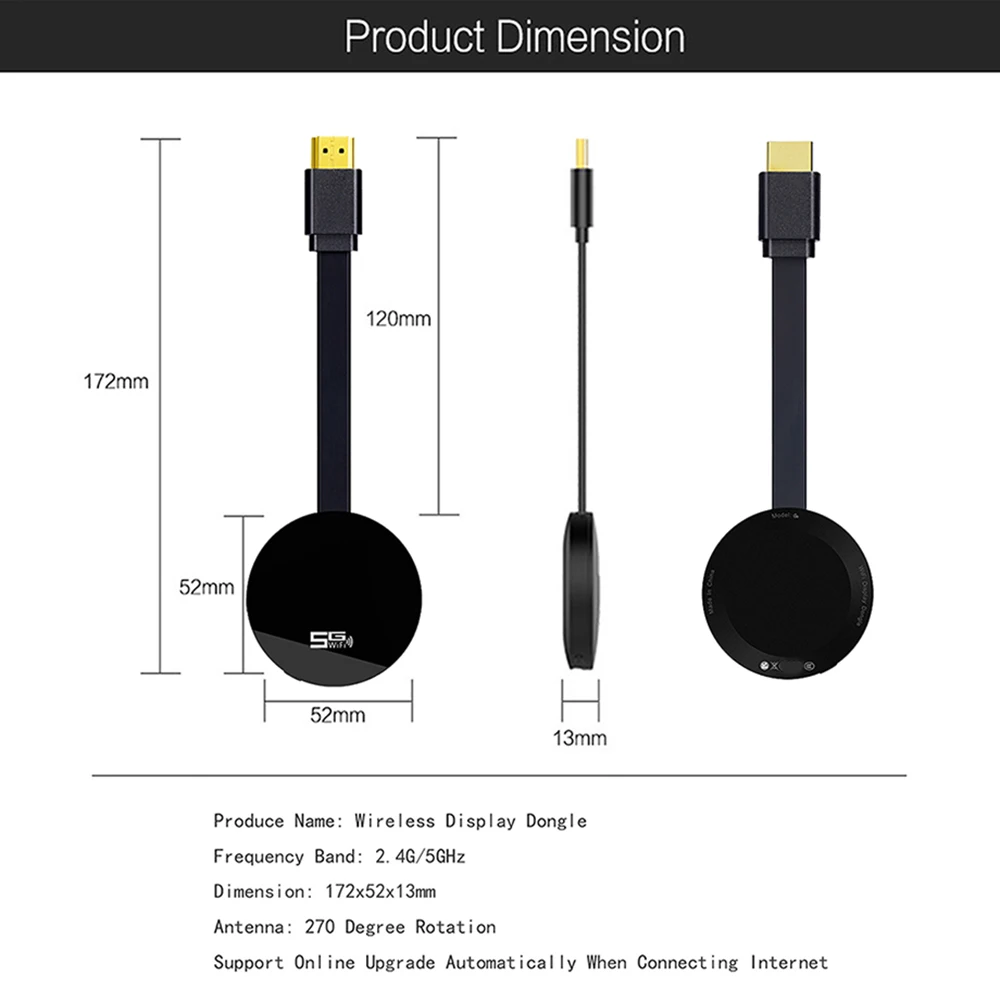 

5G TV Stick Android Dongle Receiver HD Wifi HDMI-Compatible 1080P Wireless Display Receiver Dual Core Video Adapter For Airplay