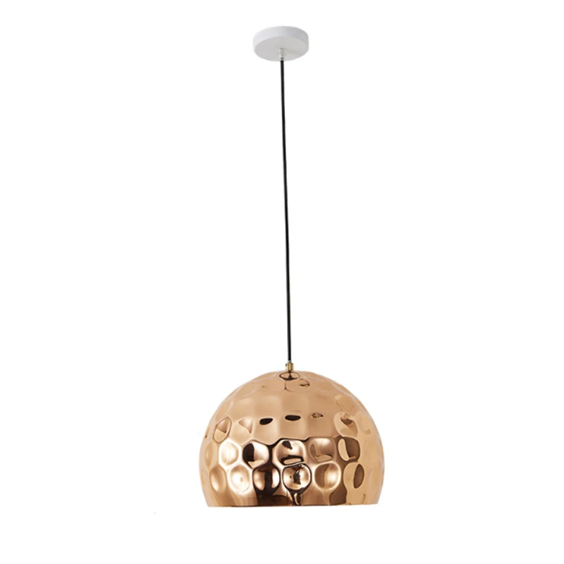 

Modern minimalist semi-circular plated rose gold iron single pendant lamp bump design for restaurant decoration LED E27 lighting