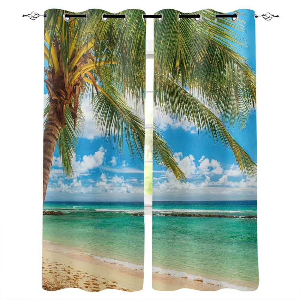 Тропические кухонные занавески Экзотический Пляж на солнце Гавайские пальмы