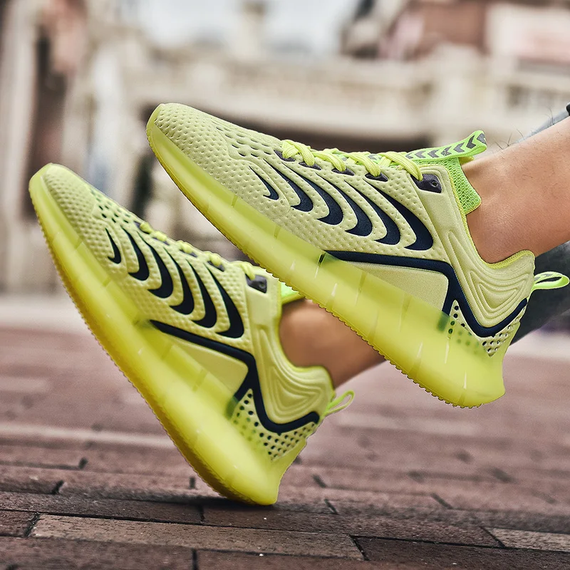 

Spring new luminous casual fashion sneakers men's ultra-light breathable cushion shoes men's large size training shoes