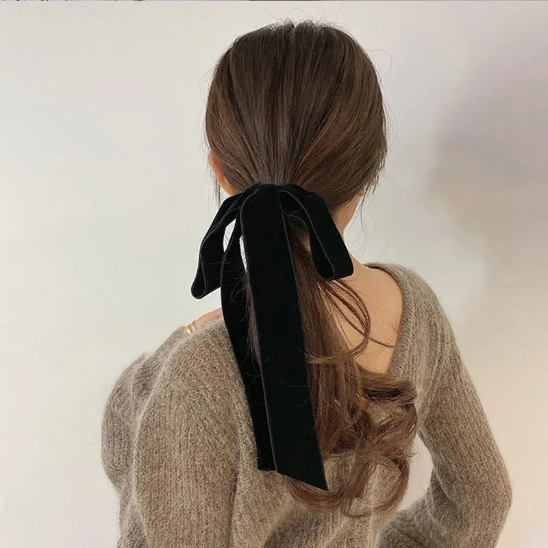 

Korean Girl Hair Rope Velvet Scrunchie Elastic Hair Bands For Women Elegant Bow Ties Ponytail Holder Hair Accessories