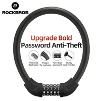 rockbros 87cm bike lock steel five digit code anti theft 1 72cm bold cable password lock pvc wrapped lock mtb road accessories