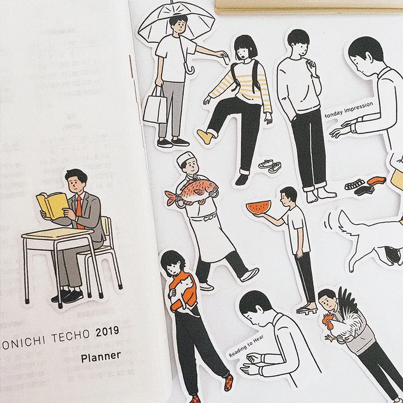 13 шт./пакет черно белая иллюстрация буддистская жизнь наклейка сделай сам