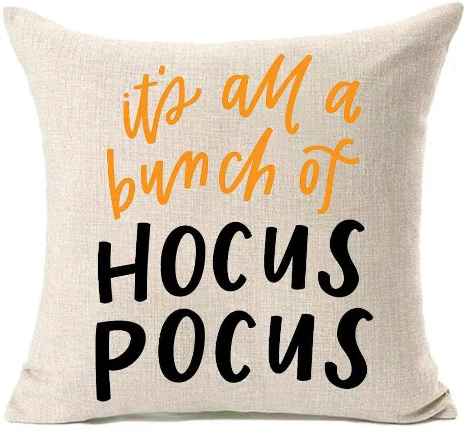 

It's All A Bunch of Hocus Pocus Home Decorations Halloween Pillow Covers 18x18 Inch,Halloween Decor Cotton Linen Throw Pillow