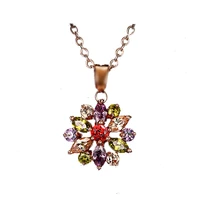 bettyue fashion charming multicolor blooming flower shape zircon necklace pendant necklaces chain jewelry for women wedding gift