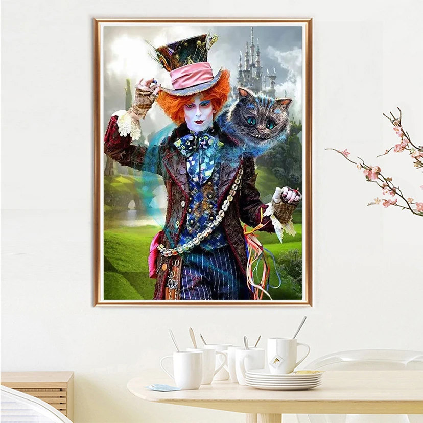 

Алмазная 5D картина «сделай сам», полное покрытие, круглые/квадратные, с изображением клоуна, кота и замка, вышивка крестиком, стразы, мозаика...