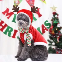 dog christmas costume warm pet dog cat clothes puppy santa red scarf hat deer head cute dogs cloak cats costume home decor