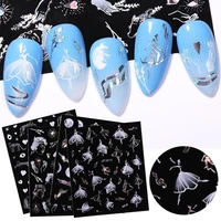 nail art stickers 5d laser flowers butterfly sticker sky snowflake ballet nail sticker three dimensional nail art decoration