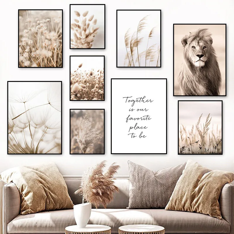 

Reed Grass Landscape Wall Art Living Decoration Modern Animals Canvas Painting Dandelion Nature Scenery Poster And Prints FJ004