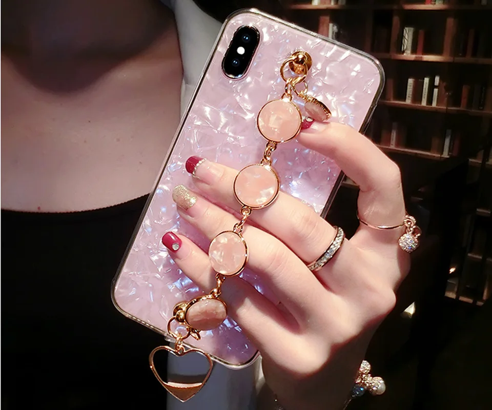 Блестящий чехол для телефона для iPhone XR XS MAX X 8 7 6 6S Plus алмазный браслет для samsung S8 S9 S10 Plus Note 9 8 Мягкий силиконовый чехол
