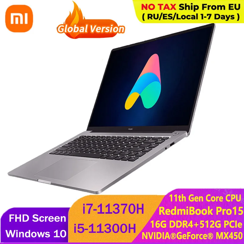 Ноутбук Xiaomi RedmiBook Pro 15 Intel Core i7 11370H/i5 11300H MX450 16 Гб DDR4 512 SSD 6 дюймов Mi Notebook 3 2 K экран