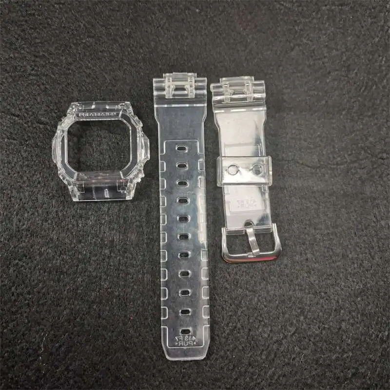 Sliver Buckle Set Силиконовый ремешок для часов для DW5600 DW5610, резиновый ремешок, спортивные водонепроницаемые ремешки для часов, прозрачный ремешок для часов, ободок, Новинка - Цвет ремешка: Sliver Buckle Set