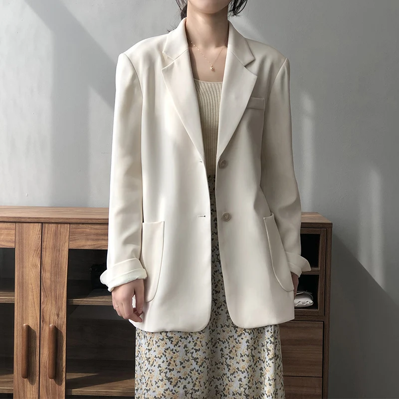

Новинка, осенняя женская модель, элегантный винтажный пиджак в Корейском стиле с отложным воротником, Женский офисный пиджак 2021, Y2k Cottagecore