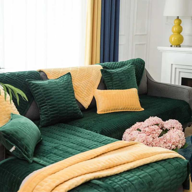 Корейский стиль Хрустальный плюшевый чехол для дивана из хлопка нескользящий