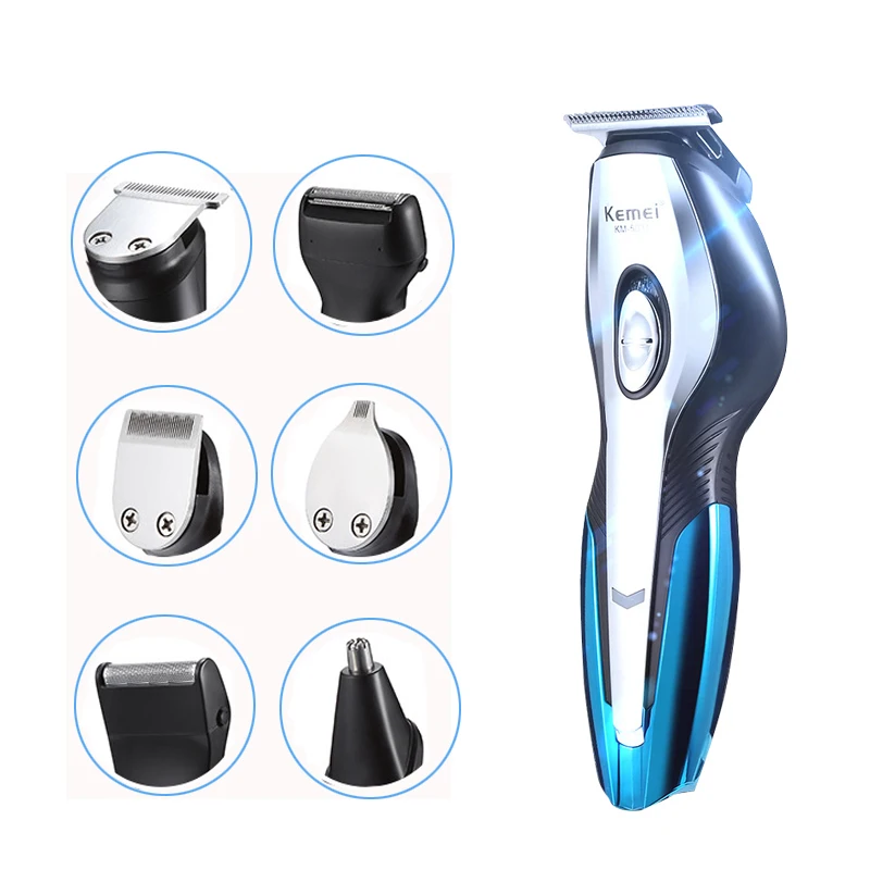 Машинка для стрижки волос Kemei мужской Аккумуляторный триммер с USB 6 в 1