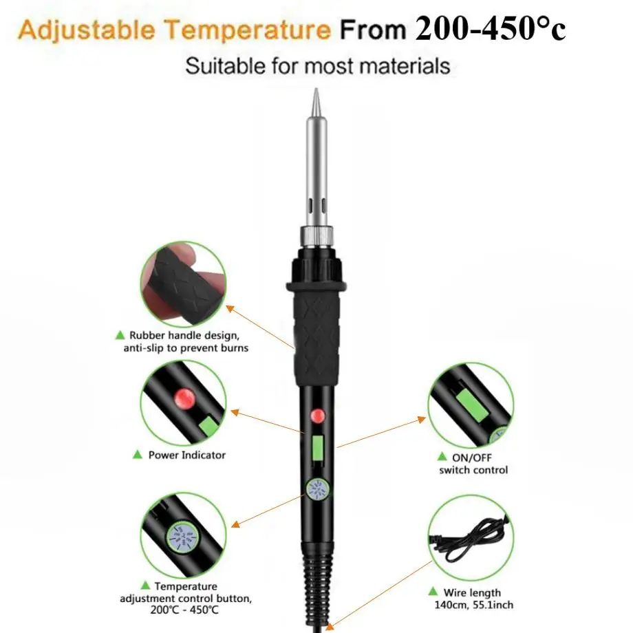 Набор электрического паяльника 60 Вт 110 В 220 набор с регулируемой температурой