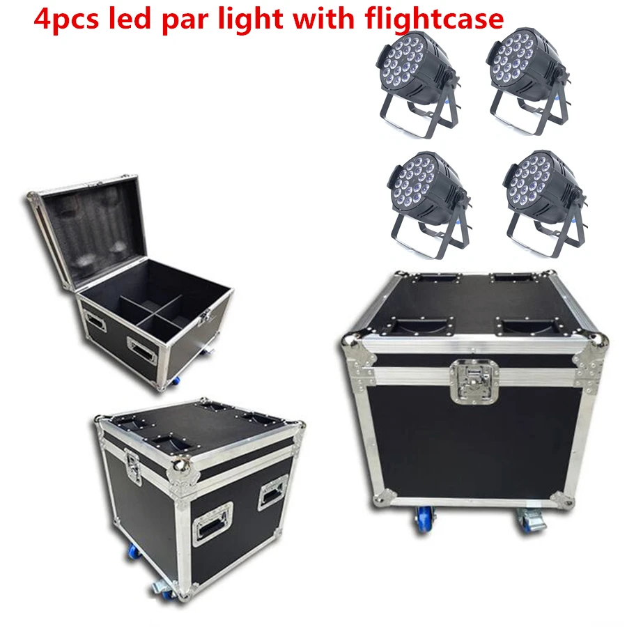 Кейс с 4 шт. led par light 18x18 Вт 6в1 rgbwa + uv DJ Par Банки dmx 512 стробоскоп мыть освещение