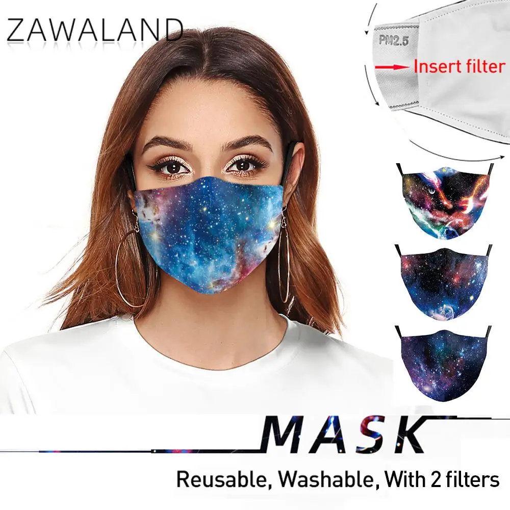 

Zawaland Adult Sky Printed Mask Protective Masks Reusable Washable Mouth Muffle Anti Dust PM2.5 Filters Masks for Women Men