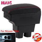 Подлокотник для Nissan Tiida C11, внутренняя центральная консоль, контейнер для хранения, подлокотник для стайлинга автомобиля, декоративные аксессуары, детали с USB светодиодом