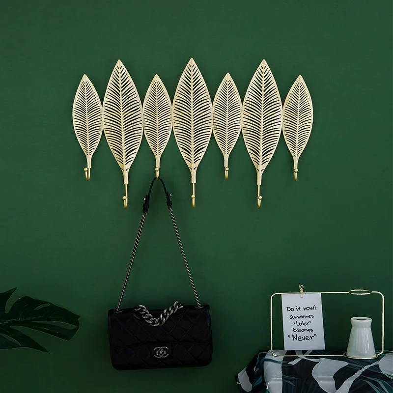 Gancho de hoja de metal n&oacute;rdico para sala de estar, gancho colgante para porche, ropa, decoraci&oacute;n de pared para habitaci&oacute;n, accesorio para llaves-2