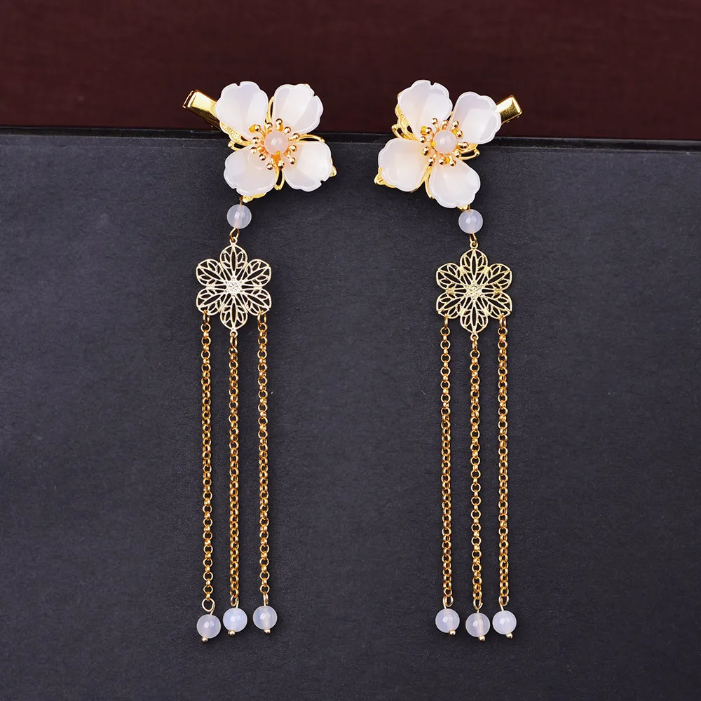 Пара длинных Медь цинковая подвеска в виде кисточки из Сплава заколка для волос