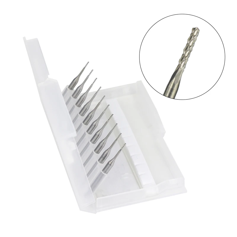 

CMCP 30pcs PCB Milling Cutter Set Corn 0.5mm 0.6mm 0.7mm Carbide Corn Engraving Cutter 3.175mm Shank CNC Machine Router Bit