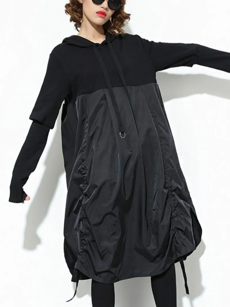 Новое весеннее осеннее женское асимметричное платье с длинным рукавом складное