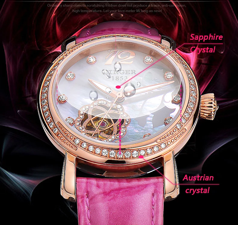 Швейцарские женские часы Binger, роскошные брендовые часы с кожаным ремешком, автоматические механические наручные часы, женские B-1132L-4