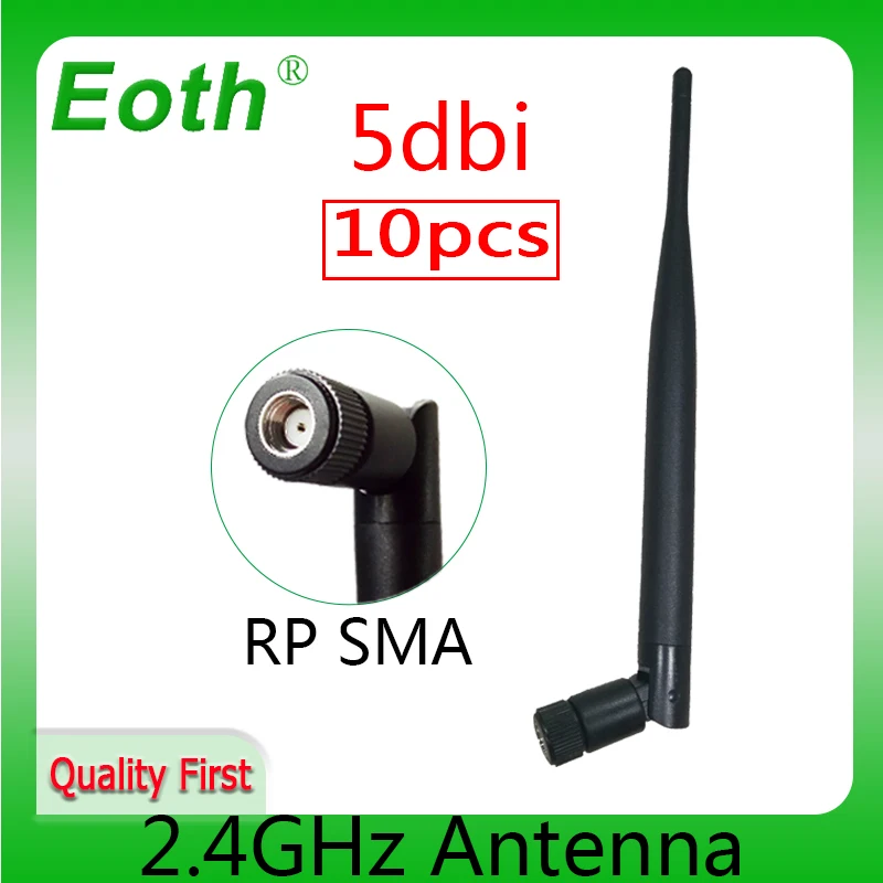 EOTH 10pcs 2.4g antenna 5dbi sma female wlan wifi 2.4ghz antene pbx iot module router tp link signal receiver antena high gain