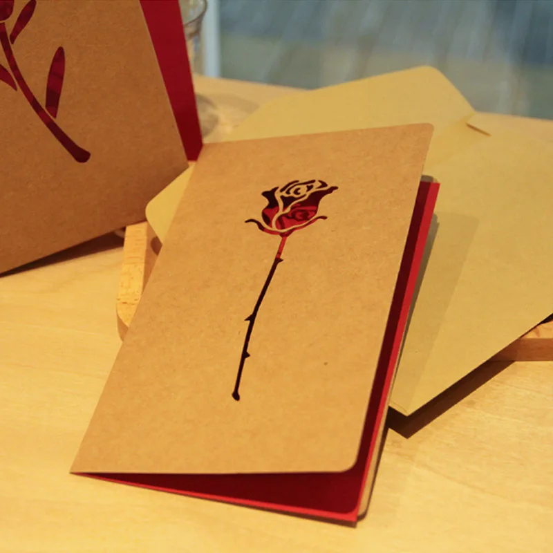 3D Поп ап бумага винтажная почтовая карта День Святого Валентина рождения подарки