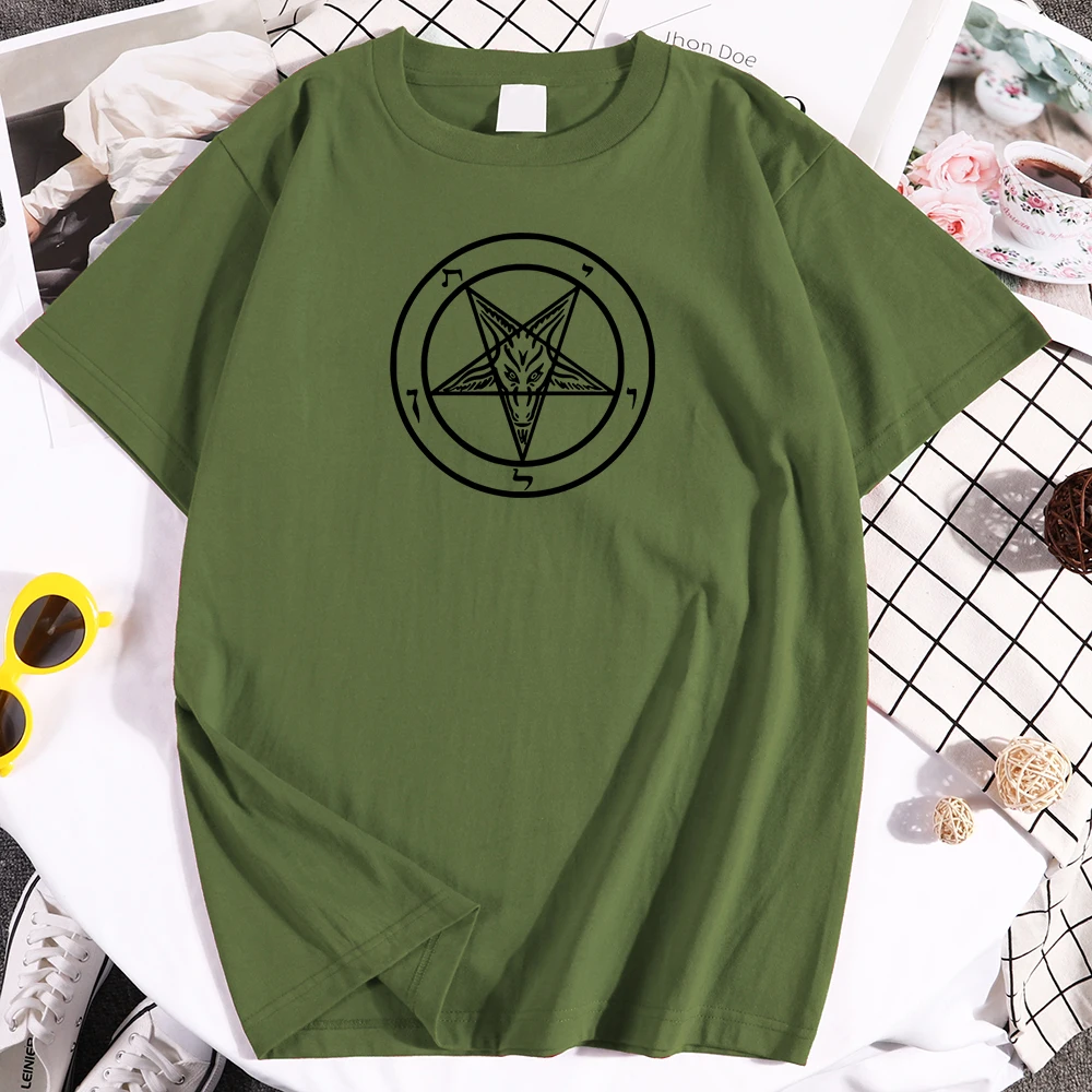 Готическая пентаграмма оккультная сатана Новая Мужская модная футболка с
