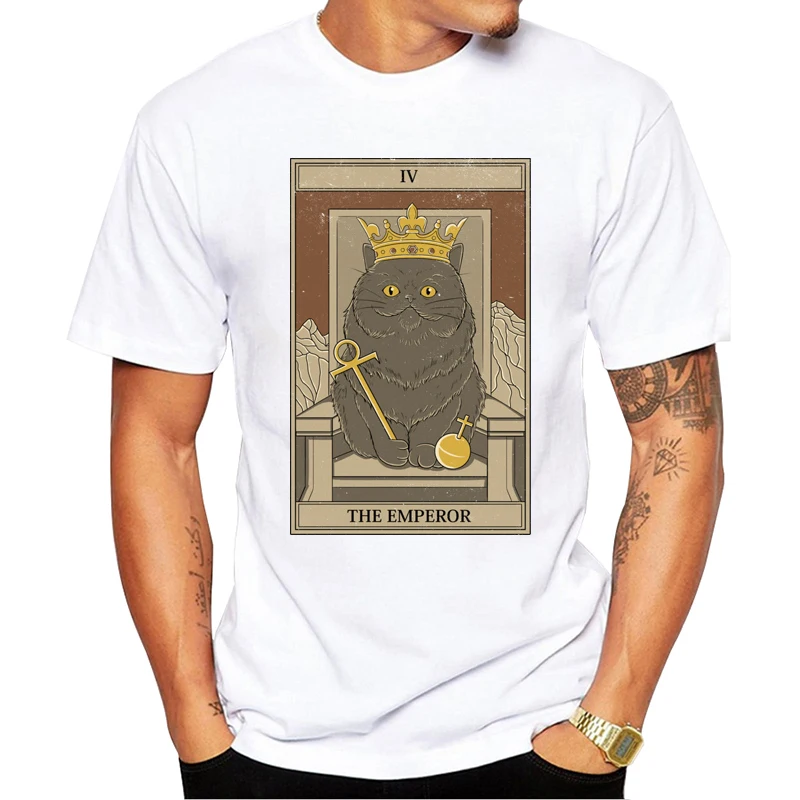 TEEHUB Newest The Emperor Men T-Shirt Short Sleeve Casual Tee Fashion Vintage Cat Printed Tshirts Hipster Tops | Мужская одежда