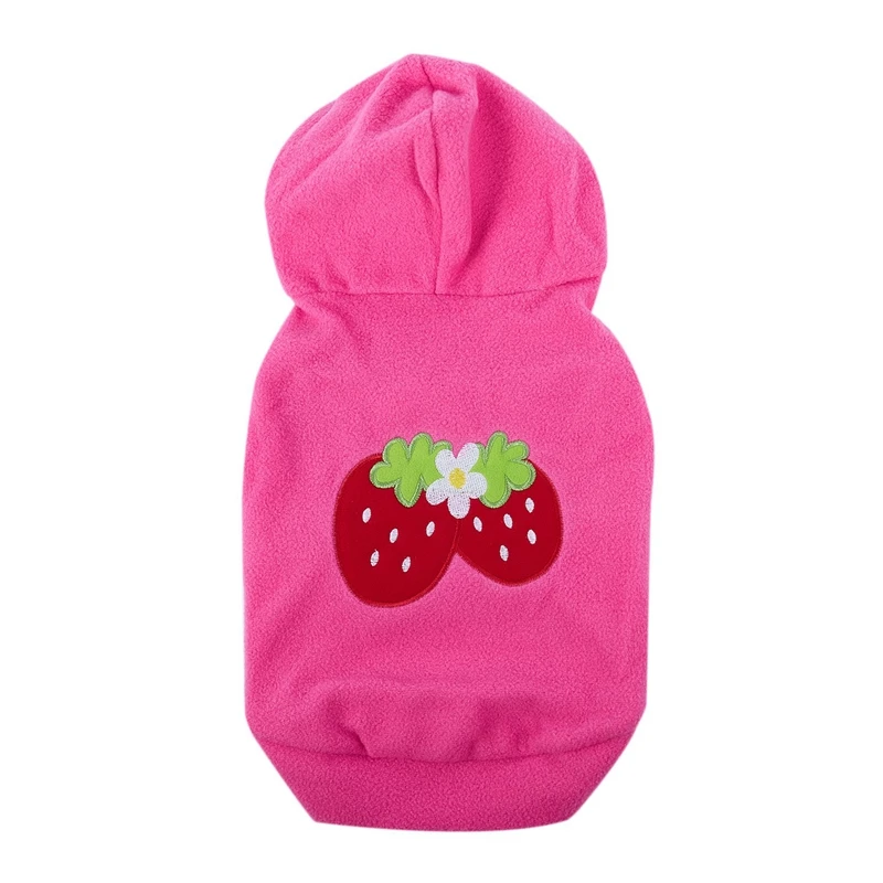 

Small Strawberry Dog Cat Puppy Fleece Hoody Clothes Pet Apparel Dress Up - Pet Supplies