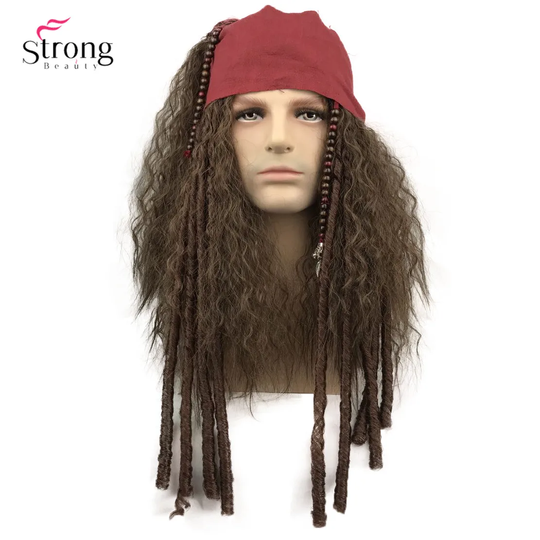 StrongBeauty-peluca pirata para Cosplay de Jack Sparrow, pelucas de capitán y accesorios completos, pelo sintético