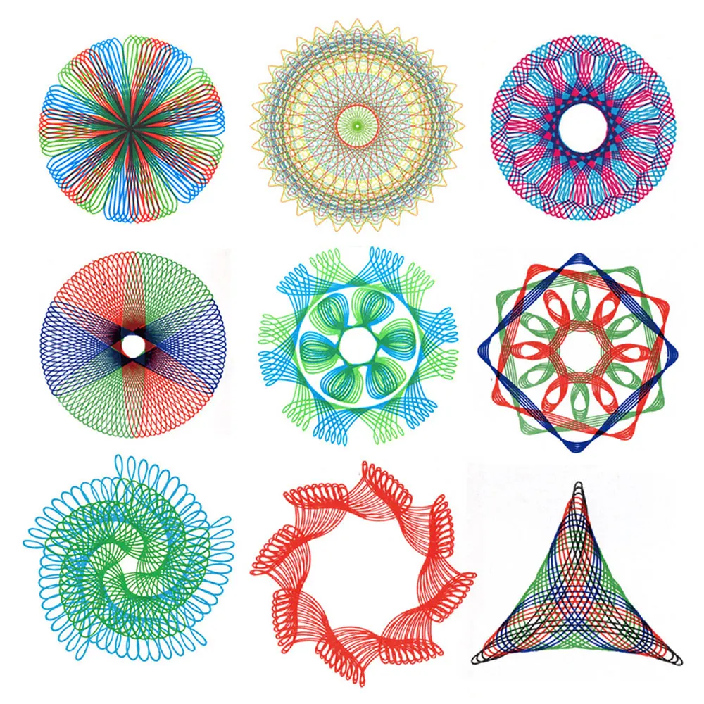 33PCS Spirograph Drawing Block Set Draw Spiral Design Educational Geometric Toys Baby Creative Shape Painting Ruler Rail Track | Игрушки и