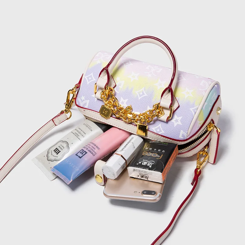 

Famous Luxury Brand 2021 New Fashion Ladies Retro Print Chain Boston Handbag High Quality Crossbody Shoulder Bag Sac Luxe Femme