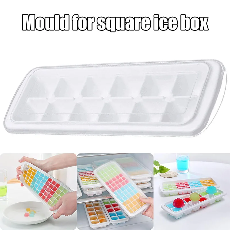 

Flexible Silicone Ice Mold with Transparent Lid Stackable Durable Odourless Portable Easy Operation for Home Office xqmg Tools