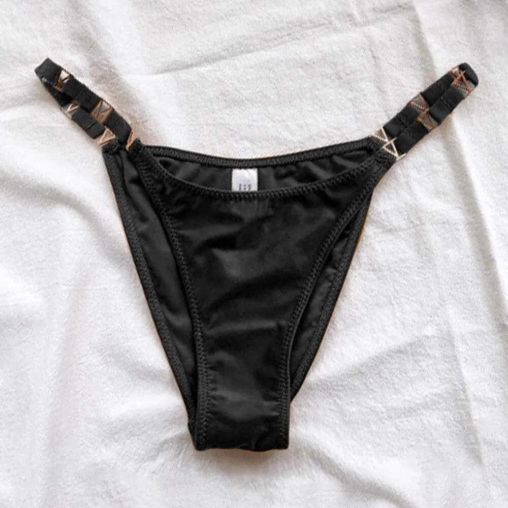 

Laamei Sexy Women G-String Metal Buckle Waist Elastic T-back Female Ice Silk Thongs Underpants Low Waist Briefs Bikini Swimwear