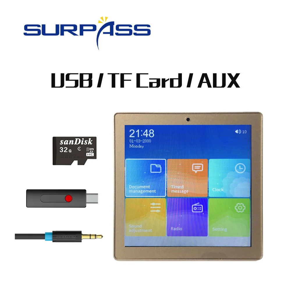 Беспроводной настенный Bluetooth усилитель с поддержкой Fm радио и сенсорным