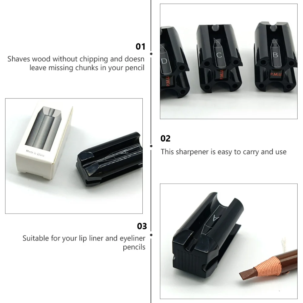 

3Pcs Brow Pencil Sharpener Cosmetic Pencil Sharpener Makeup Supplies (Black)