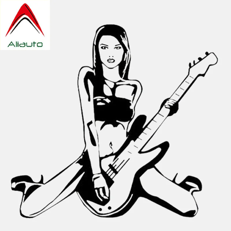 Высококачественная Автомобильная наклейка Aliauto привлекательная девушка гитара
