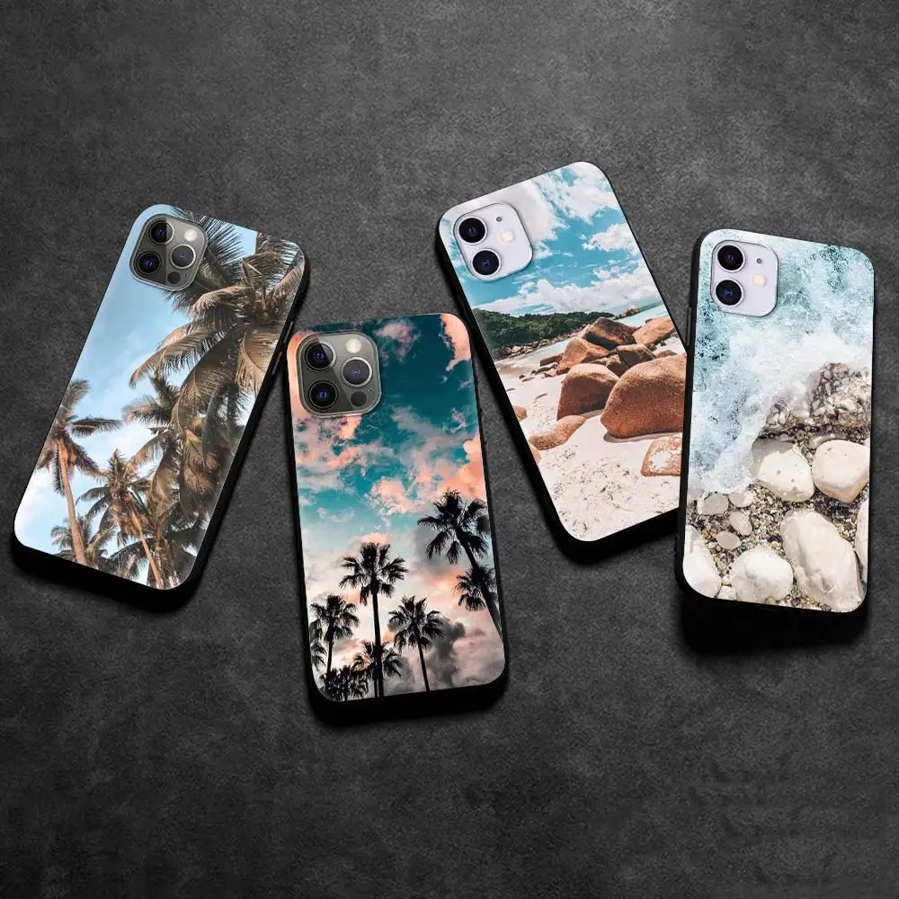 

Summer Beach Cell Phone Case for iPhone 11 Pro 12 Mini XR X 7 8 6 6S Plus XS Max 5 5S SE 2020 Cover TPU Shell Coque