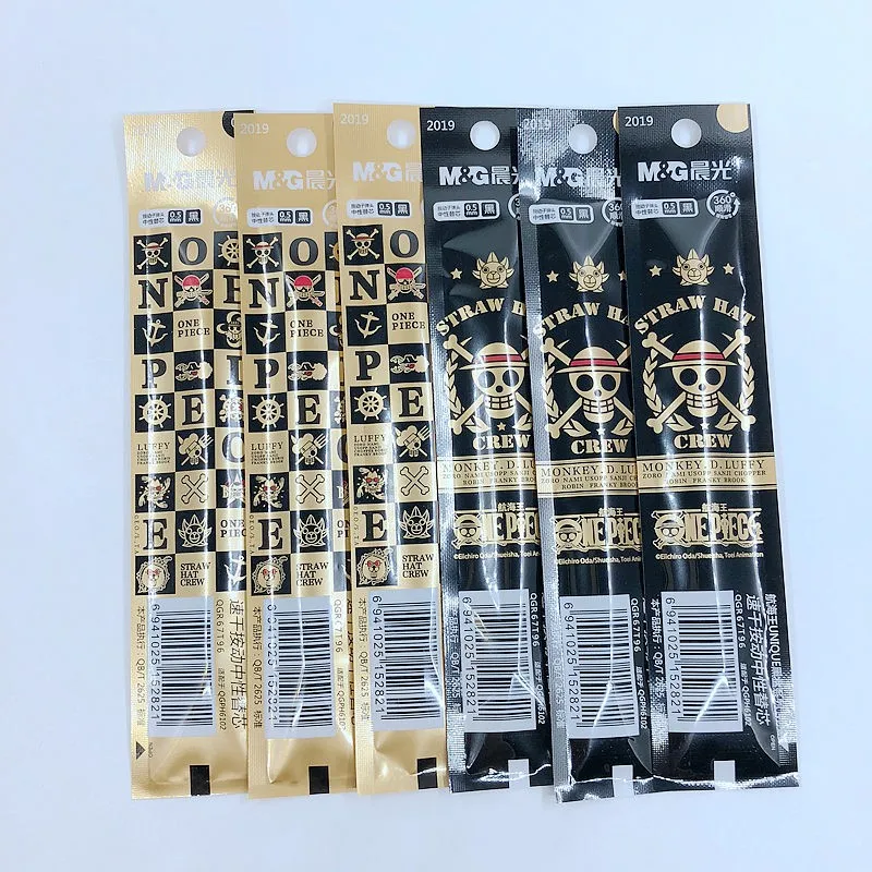 Черный 6 шт./лот) M& G one piece Аниме гелевая ручка заправка 0,5 мм нейтральные чернила черные 11 см Канцелярские Принадлежности для офиса и школы Пишущие принадлежности M2019 - Цвет: Черный
