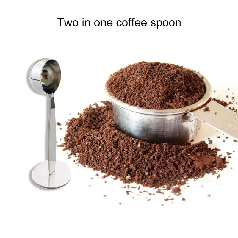 2 in 1 Stainless Steel Coffee Tamping Measure Spoon Bean Powder Cafe Measuring Scoop Tools | Дом и сад
