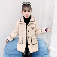 girls babys coat jacket outwear beige cool fur thicken winter plus velvet warm fleece sport cotton outfits%c2%a0childrens clothing