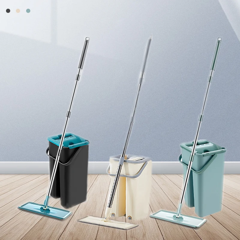 

Floor Mop with Bucket Hands Free Squeeze Mop 360 Rotating Lazy Mops Home Kitchen Household Cleaning Tool