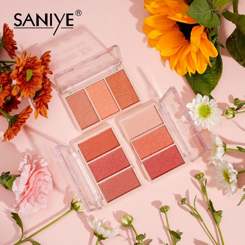 

Color Lasting Blush Palette Temperament 3-color Powder Delicate Non-flying Powder Makeup Palette Blush Palette Makeup Blush