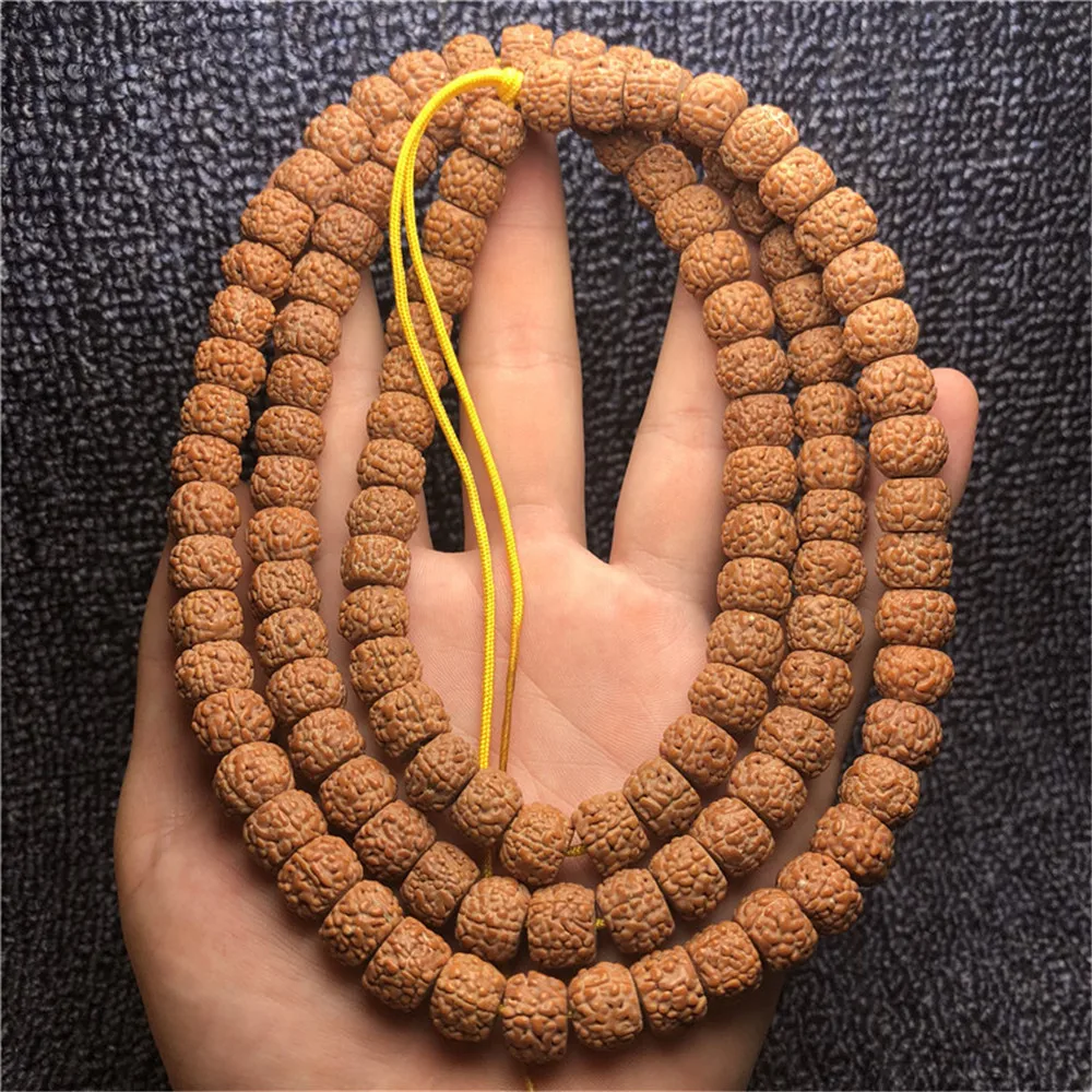 

Trendy Natural Rudraksha Beads Bracelets Tibetan High Degree 5 Petals Dragon Scale Bodhi Seed Buddhist 108 Prayer Mala Dropship
