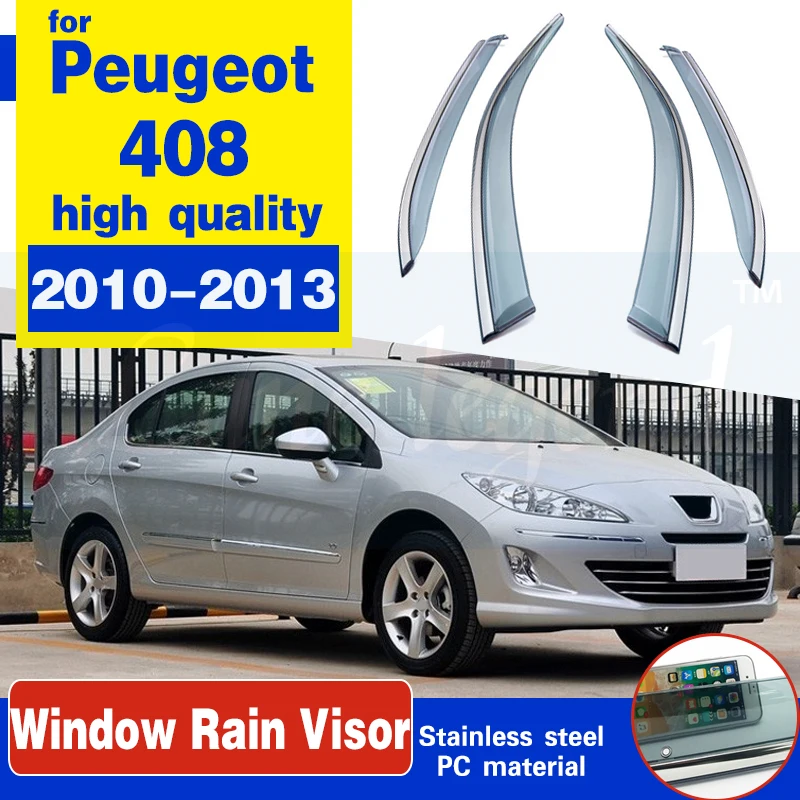 

Car Window Visor Vent Rain Shield Shelter Cover Frame For Peugeot 408 2010-2013 Car Styling Accessorie Car Window Rain Cover