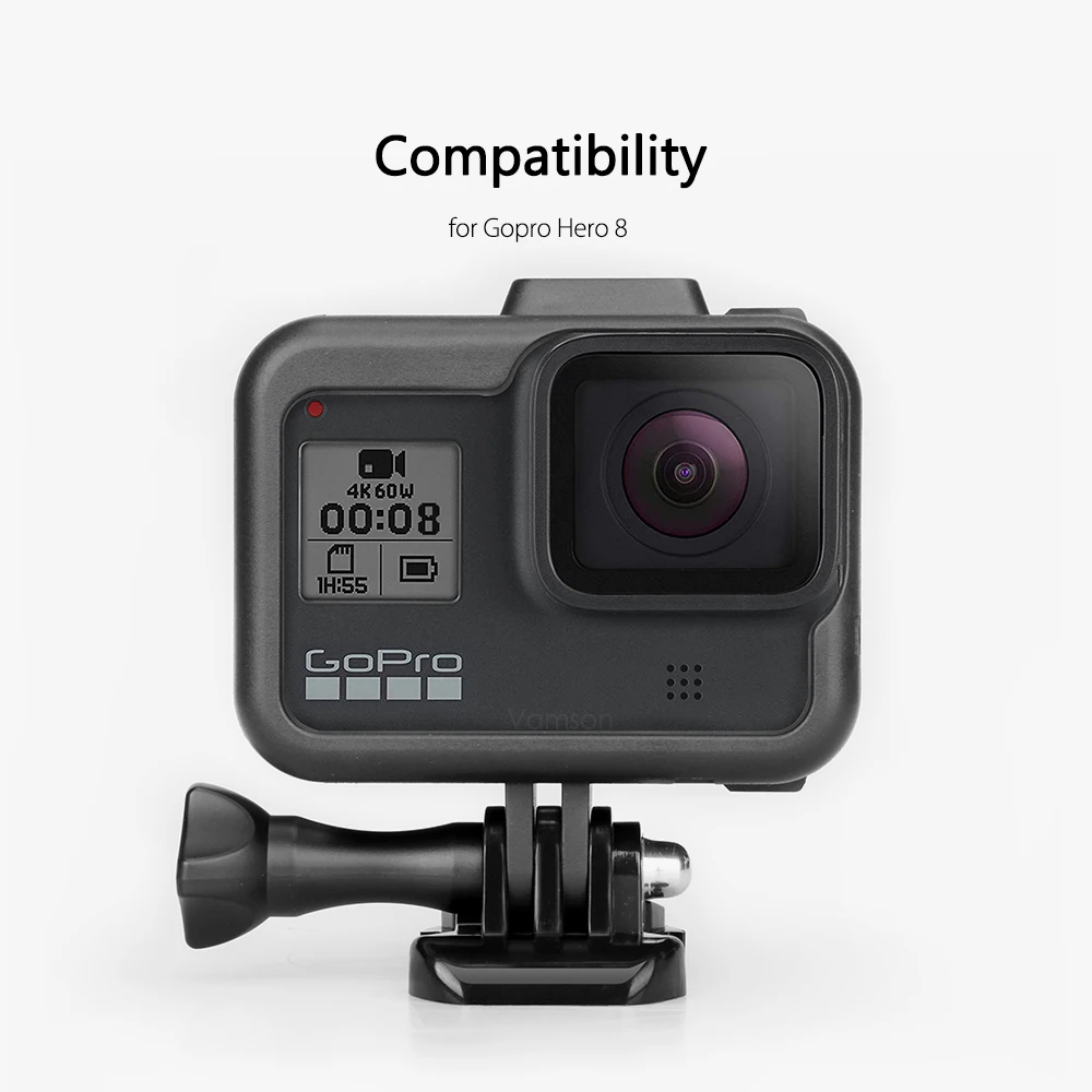 Vamson для GoPro Hero 8, черная рамка, чехол, защитная крышка, закаленное стекло, защита экрана, для GoPro, аксессуары VP652